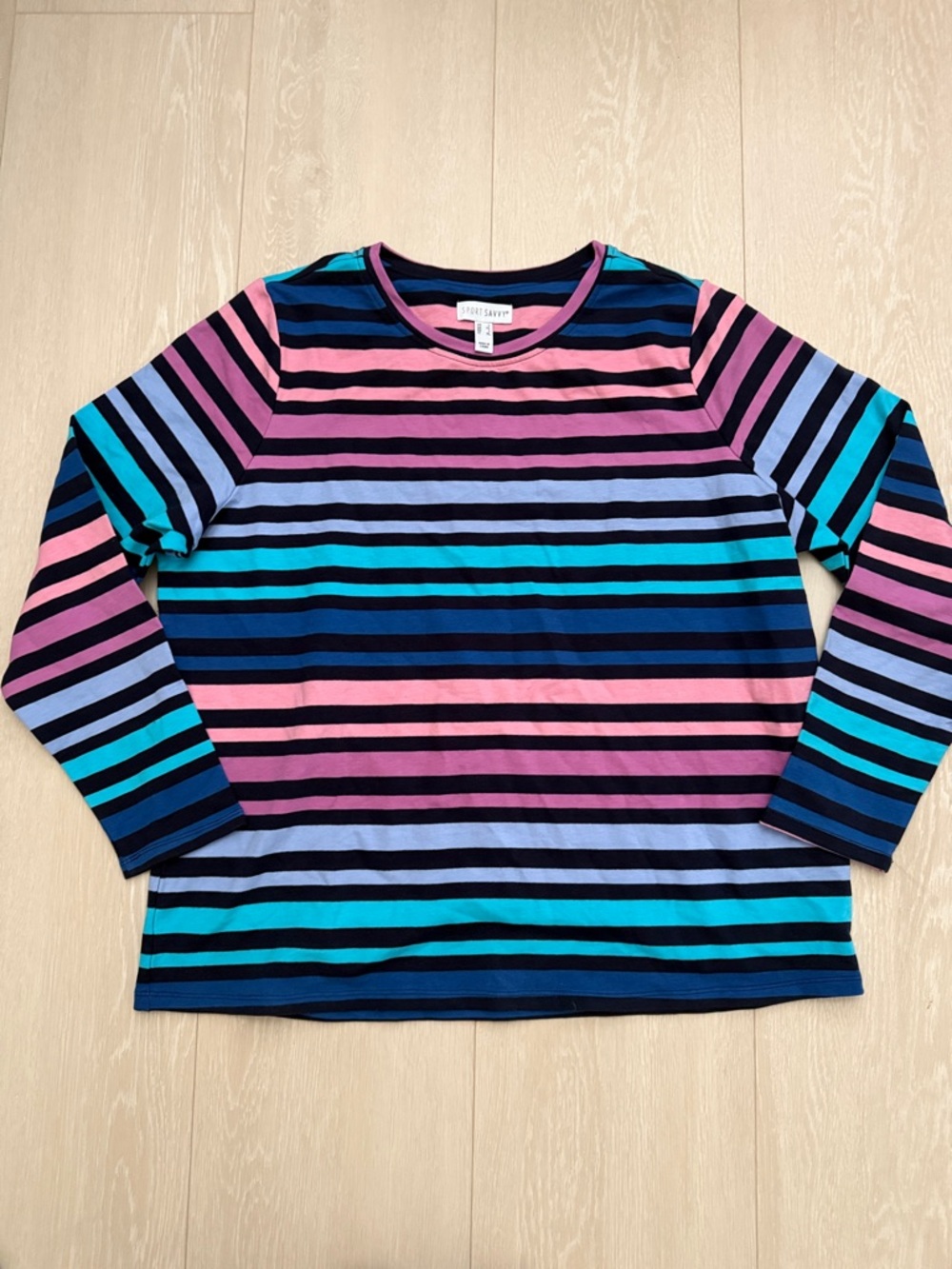 ✨ Sport Savvy Colorful Striped Long Sleeve Tee
